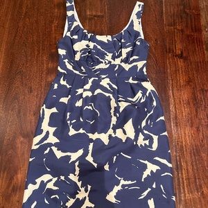 Jcrew navy and white silk floral dress
